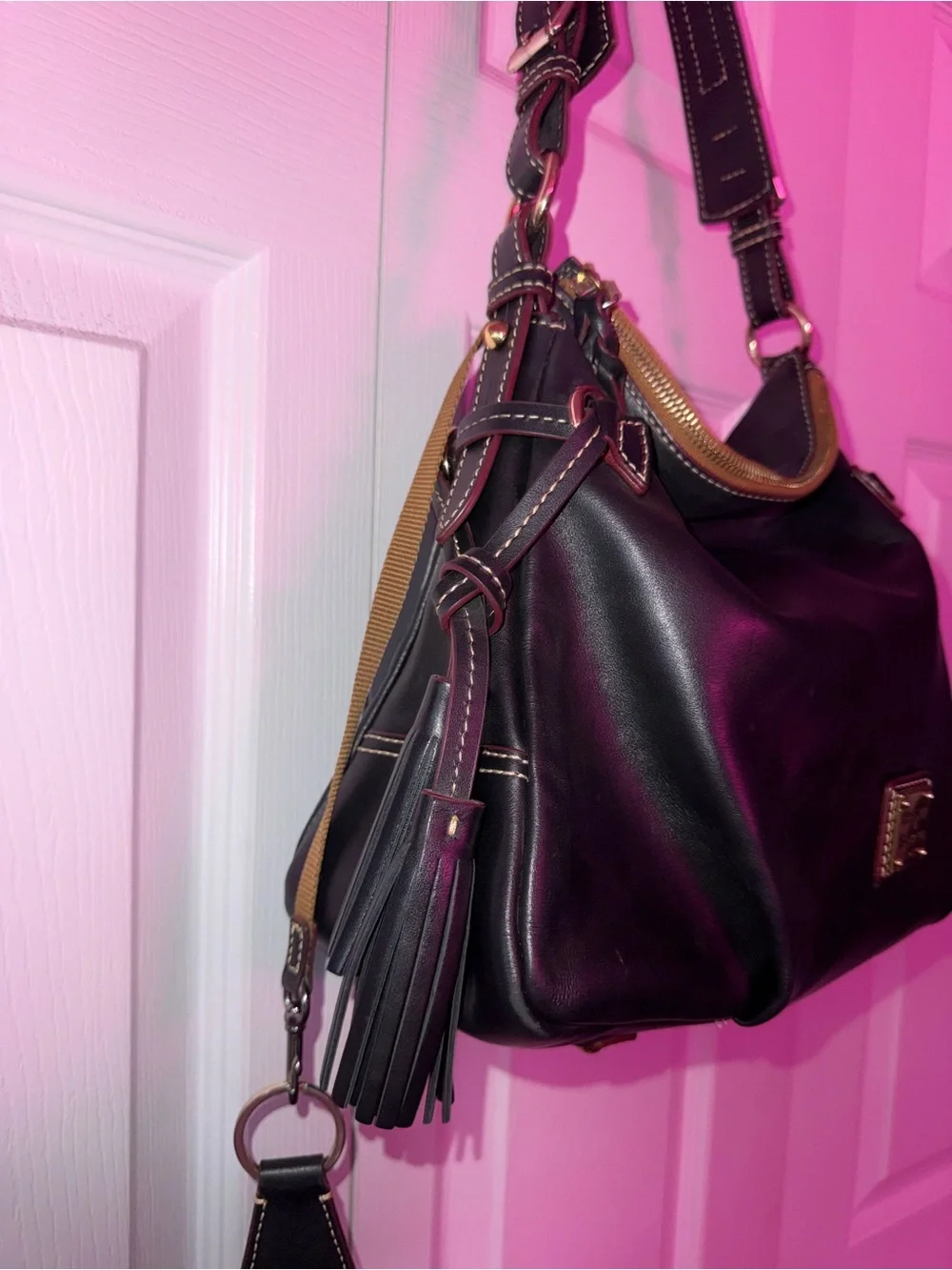 Dooney & Bourke Black Leather Hobo Shoulder Bag